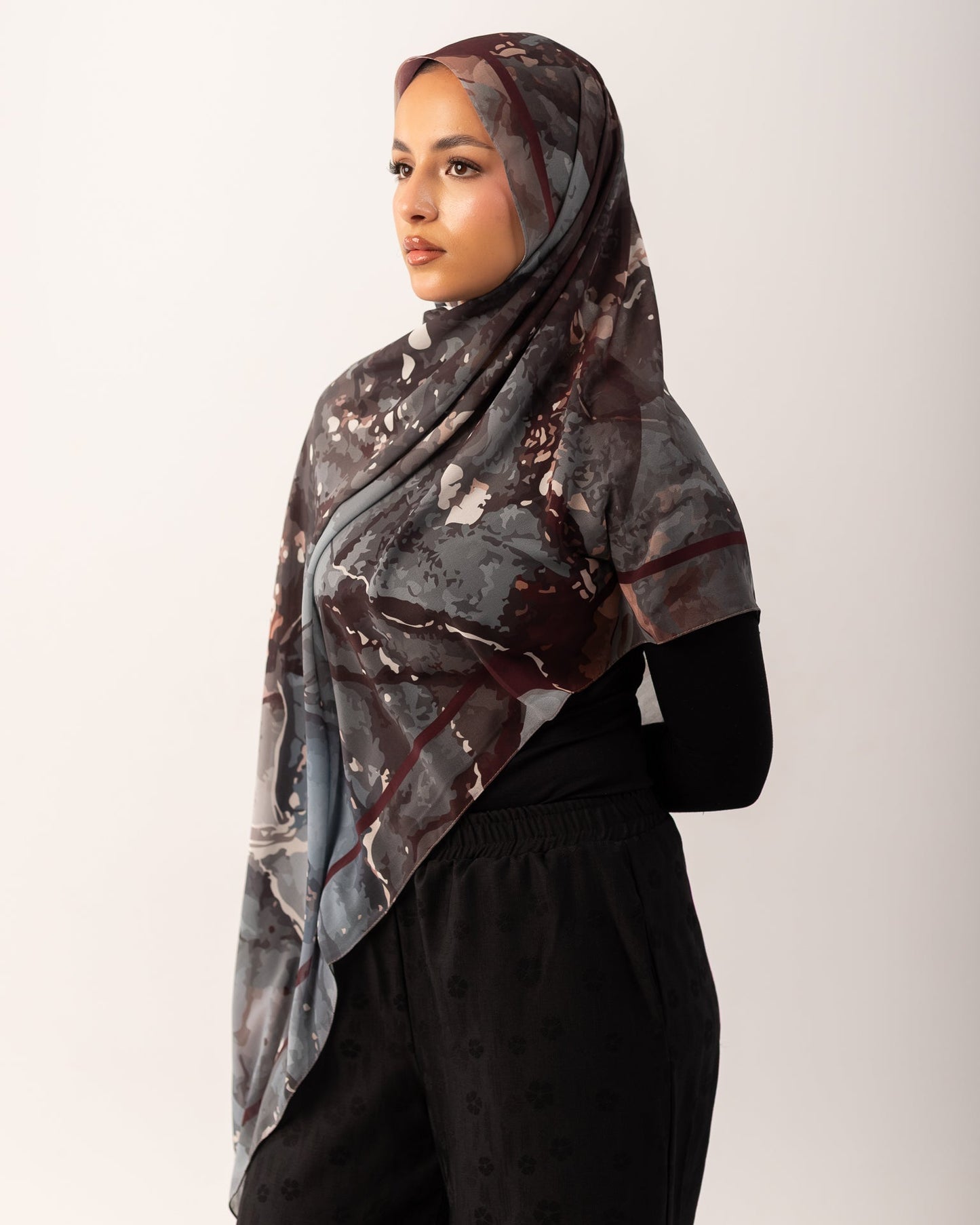Printed Chiffon - Marble Noir