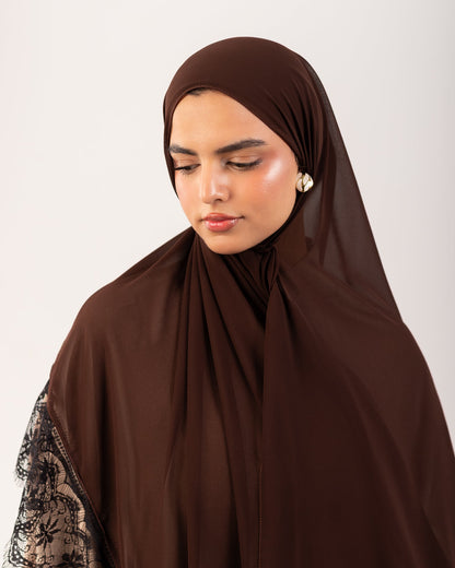 Lace Chiffon Hijab - Mocha Noir