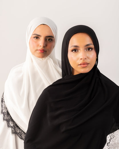Lace Chiffon Hijab - Black Orca