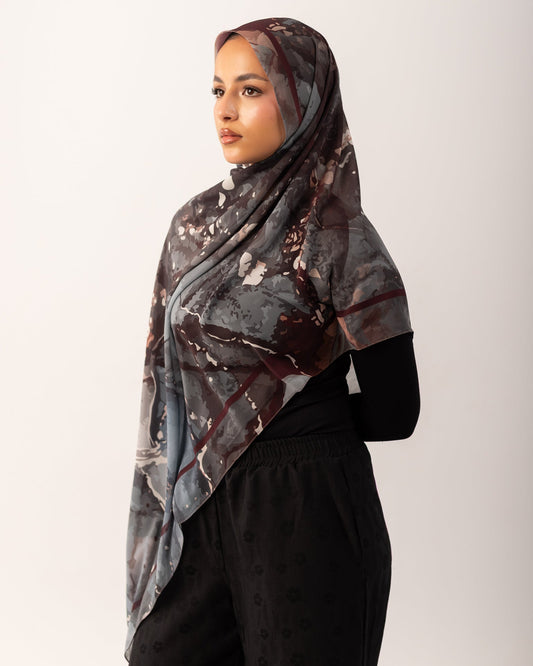 Printed Chiffon - Marble Noir