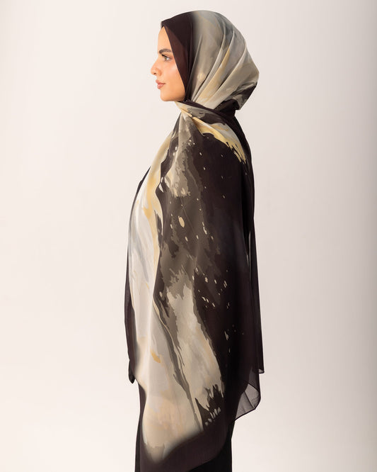 Printed Chiffon - Black Stone