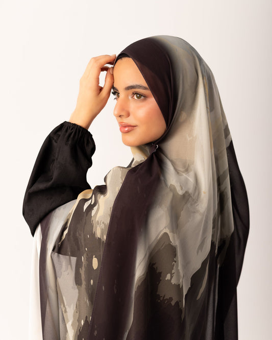 Printed Chiffon - Black Stone