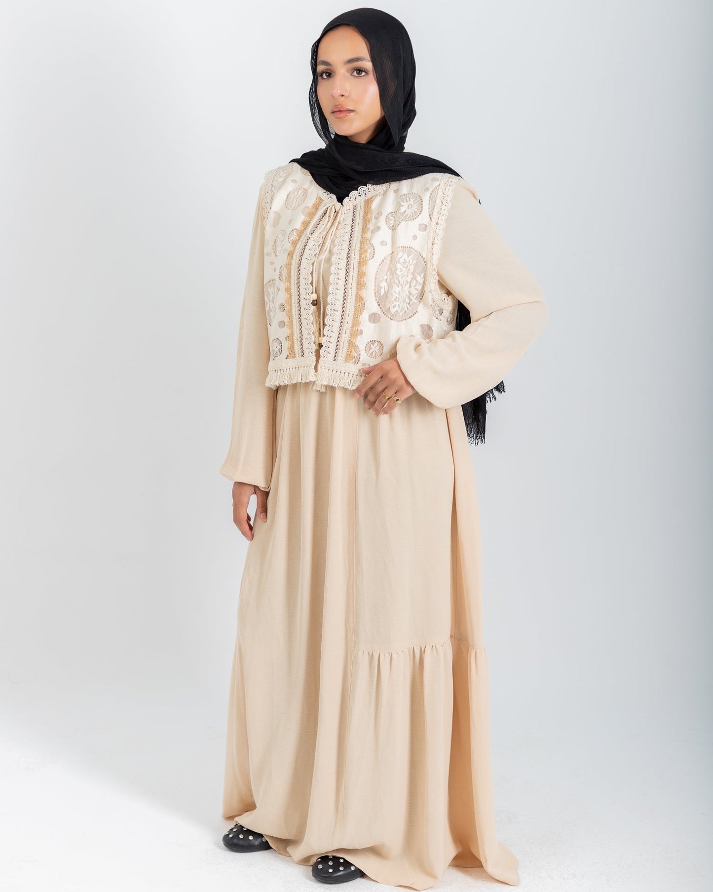 Embroidered Layered Maxi Dress